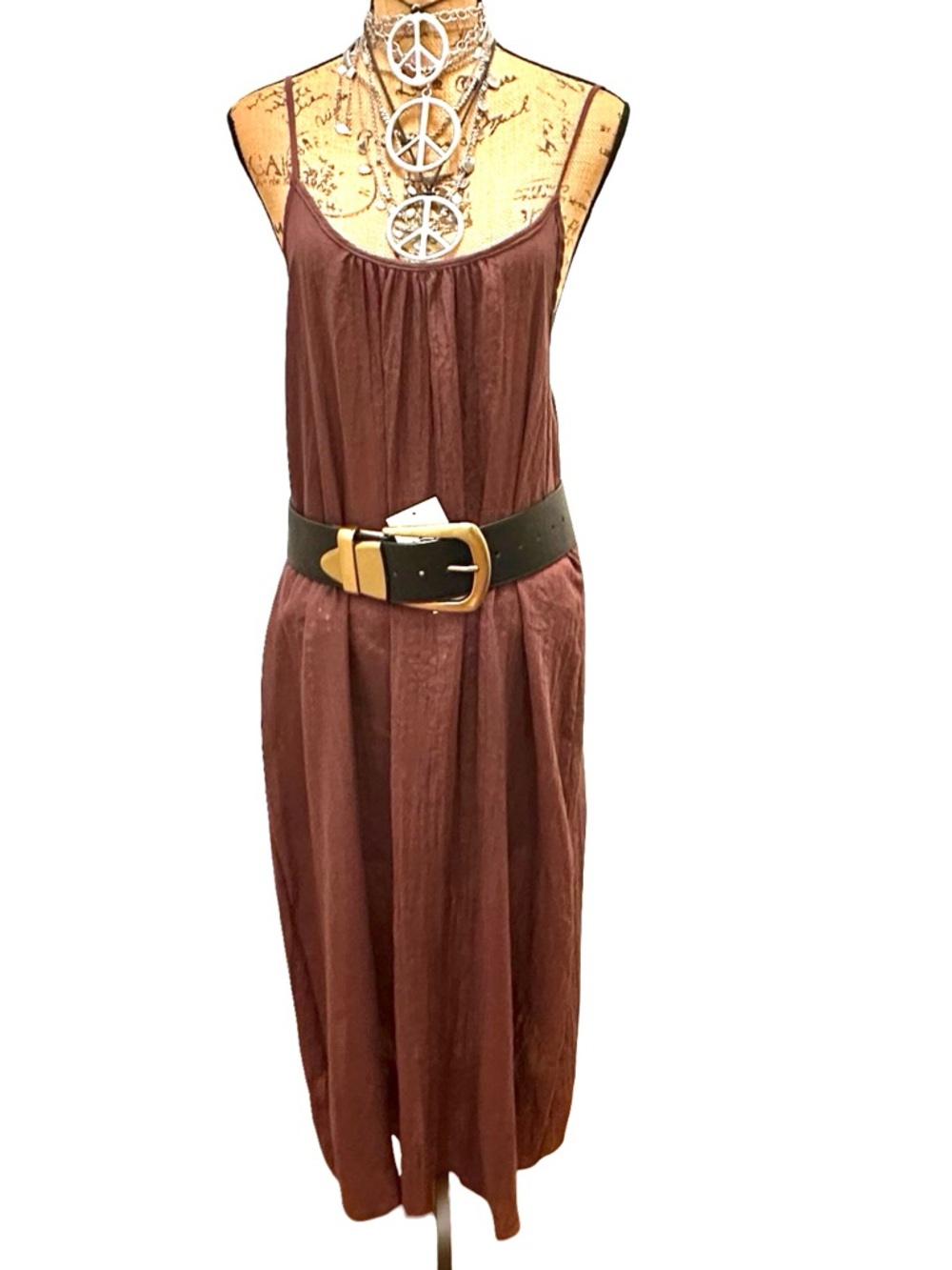 NEW - DOTTI Women's Chocolate Brown Maxi Flowing Summer Dress SIZE MEDIUM - Picture 10 of 16